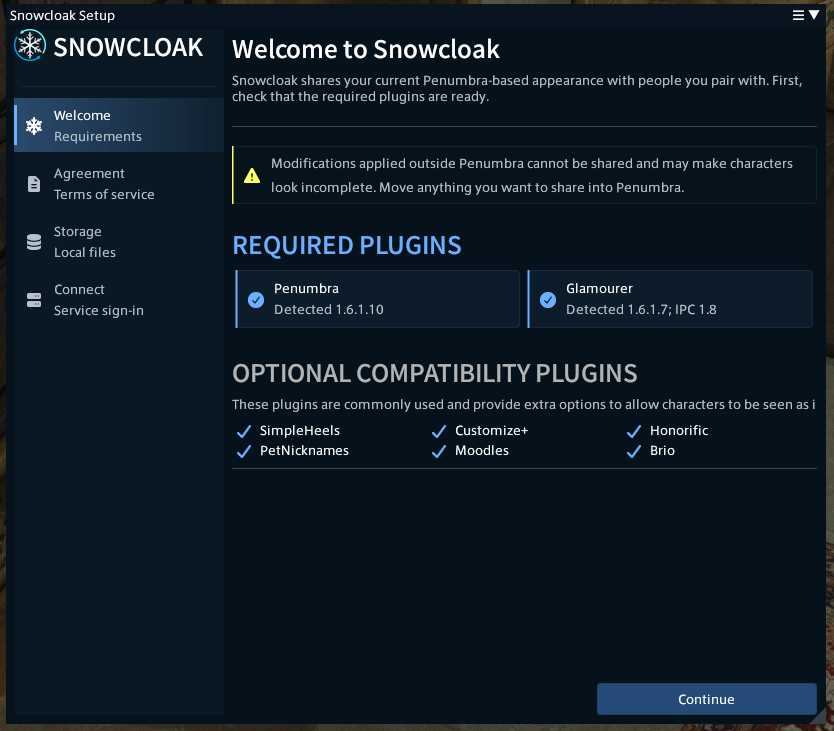 Snowcloak Intro UI