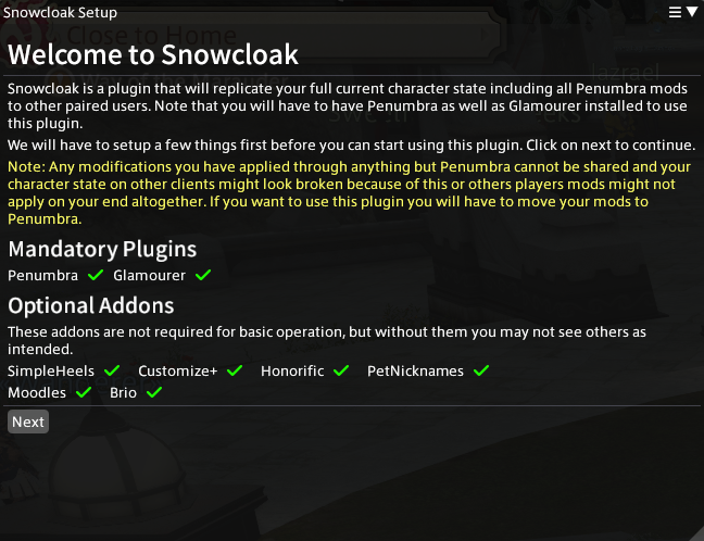 Snowcloak Intro UI